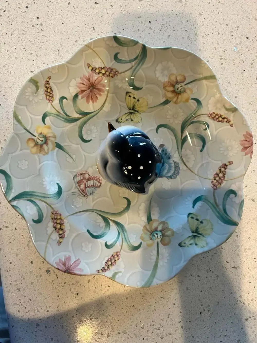 Exotic Garden by Spode Hand-Painted Floral Serving Tray with Bird Centerpiece